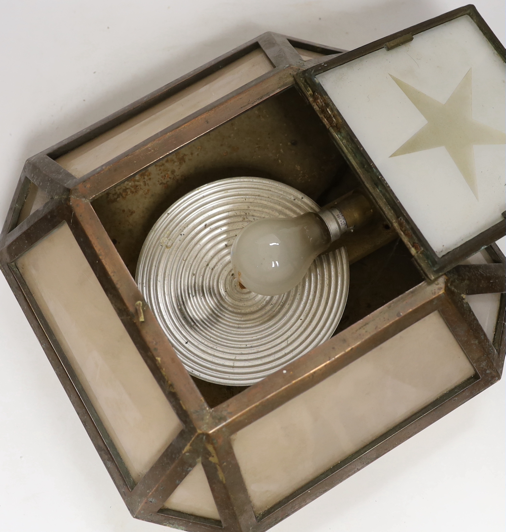 An early 20th century brass wall light, 33 x 33cm